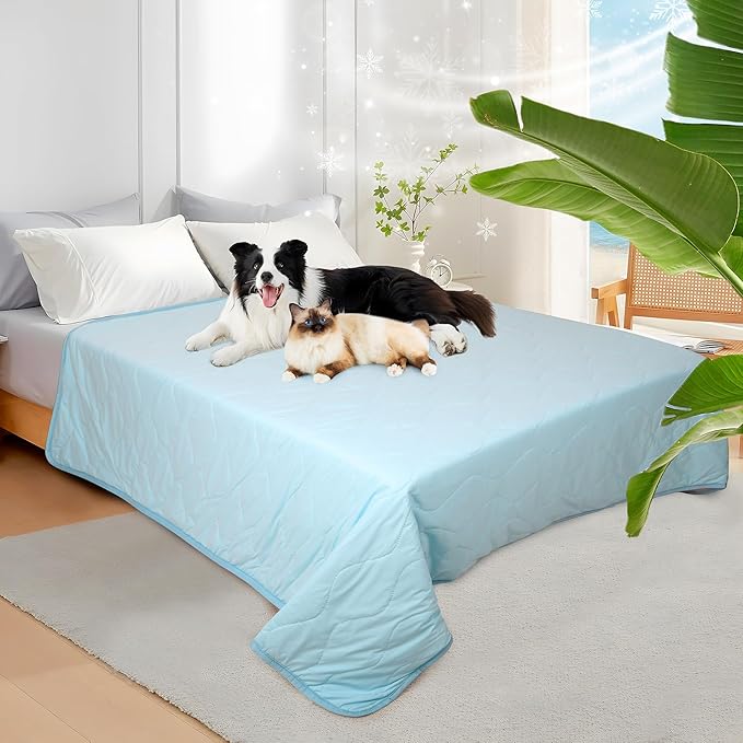Chicute Cooling Dog Blanket for Sofa - 60x80 Waterproof Pet Blankets for Dog Bed Cover, Slip-Resistant Throw Blanket for Couch Protector, Washable Furniture Cover for Dogs, Cats, Blue