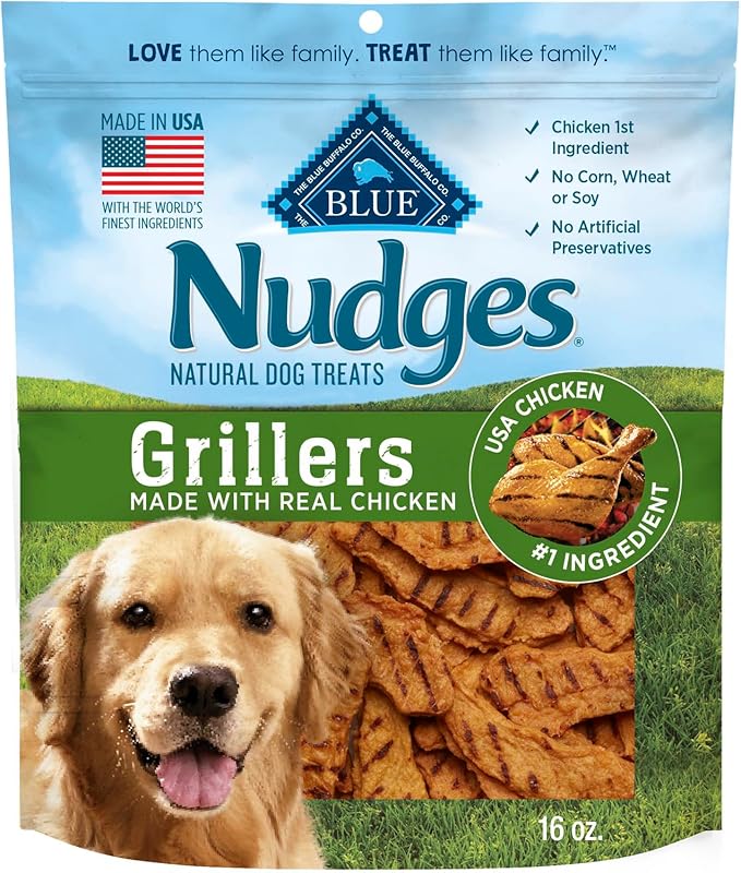 Blue Buffalo Nudges Grillers Natural Dog Treats, Made in the USA with Real Chicken, 16-oz Bag