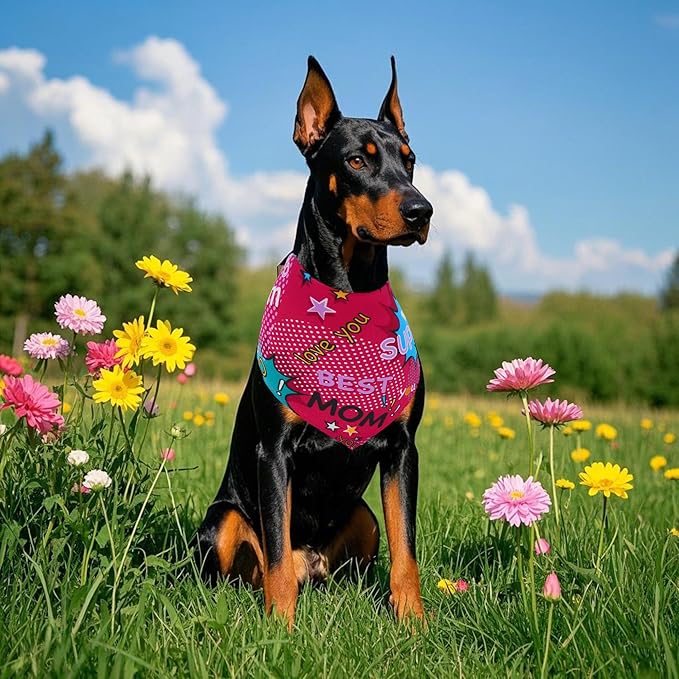 50PCS Mother’s Day Dog Bandanas for Large Extra Large XL XXL Triangle Bibs Head Scarves for Boys Girls Grooming Accessories Costume