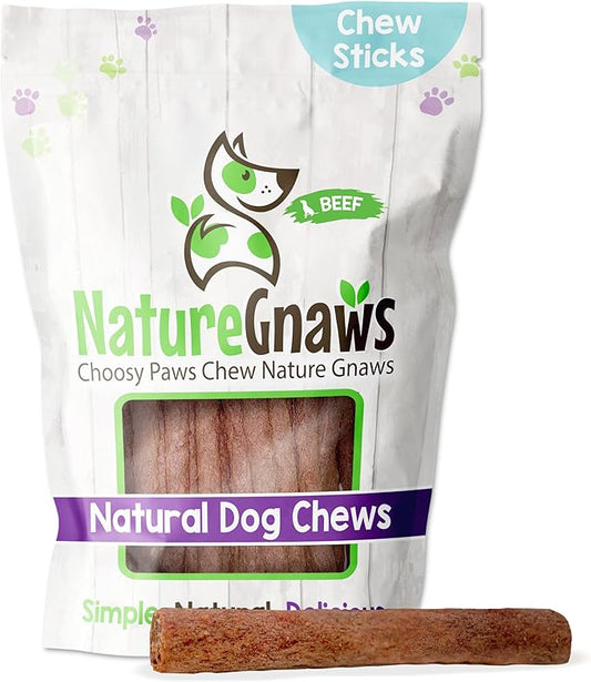 Nature Gnaws Beef Chew Sticks for Dogs 1LB - Premium Natural Dog Treats - Limited Ingredient Long Lasting Rawhide Free Dental Chews