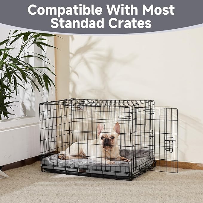 OhGeni Orthopedic Waterproof & Machine Washable Dog Bed for Small Medium Pets, Suitable for Crates, 25D Egg Crate Foam, Non-Slip Bottom & Removable Cover, Invisible Zipper, 30 Inches(Gray)