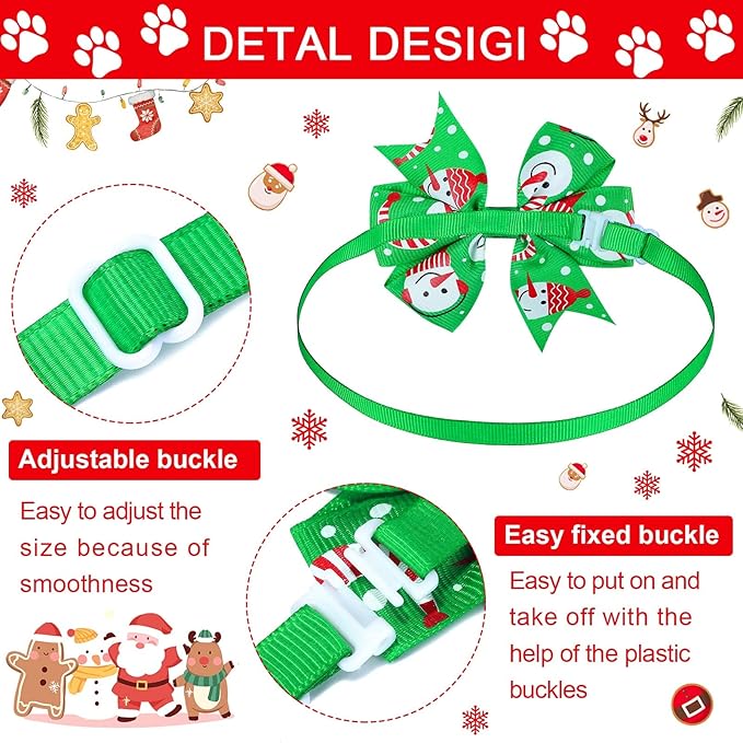 Maitys 40 Pcs Christmas Dog Bow Valentine‘s Day St Patrick's Ties for Dogs Cat Basic Bowties Collars Puppy Kitten Neck Accessories Festival Holiday Party Grooming (Classic)