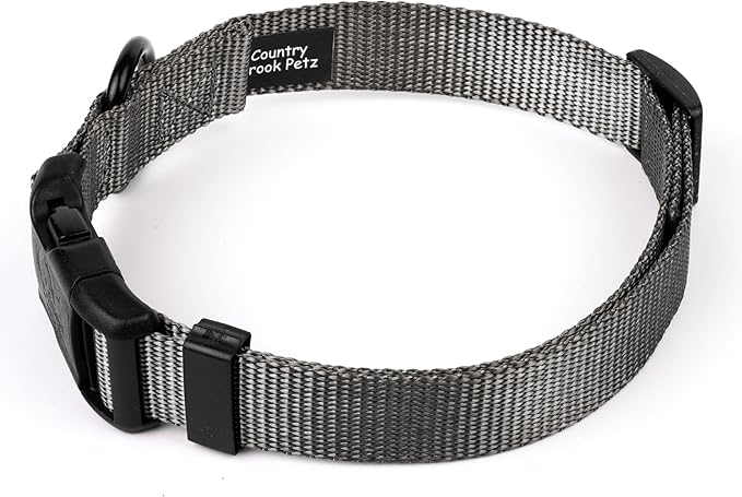 Country Brook Petz - American-Made Dog Collar for Large, Medium, and Small Dogs and Puppies - Deluxe Heavy Duty Nylon in 33 Dazzling Colors (Large, 1 Inch Wide, Charcoal)