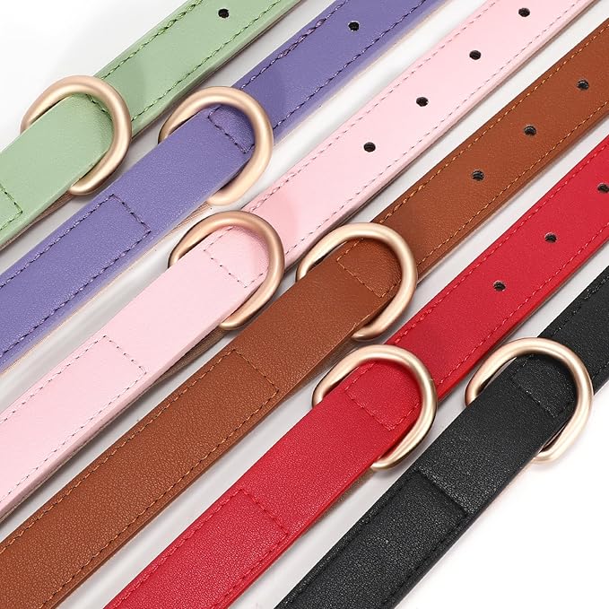 WHIPPY Leather Dog Collar for Small Medium Large Dog Adjustable Soft Breathable Leather Padded Puppy Collar with Alloy Buckle Heavy Duty Waterproof Classic Dog Pet Collar,Purple,S