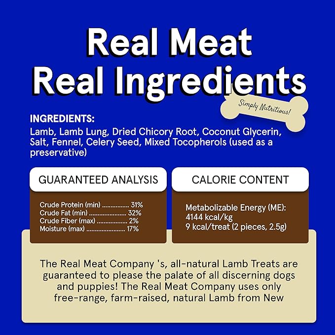 Real Meat Dog Treats - 12oz Bag of Bite-Sized Air-Dried Lamb Jerky for Dogs - Grain-Free Jerky Dog Treats, Free-Range, Grass Fed Lamb - All-Natural High Protein