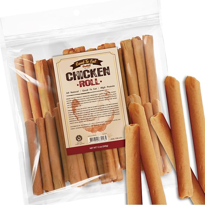 Gootoe Chicken Dog Treats – Chicken Roll 12oz – All Natural, Hypoallergenic & Grain-Free, Low Fat, Premium Training Chews, Healthy & Easily Digestible, Resealable Bag