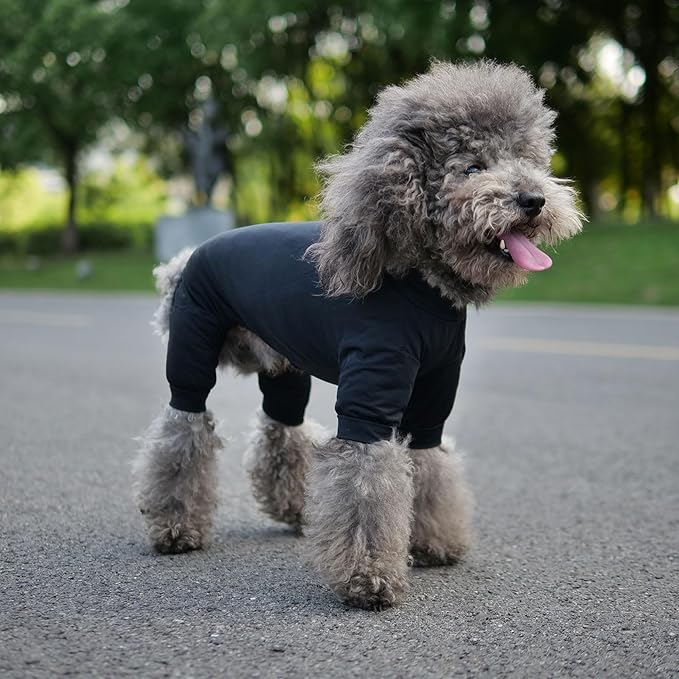 LoveLongLong Dog Jumpsuit with UV Protection and Quick-Dry Fabric for Spring Summer Pet Pajamas Black 3XL