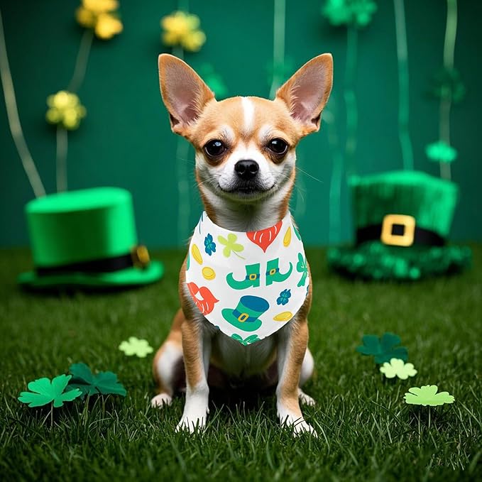 St Patricks Day Dog Bandanas for Small Dog Breed 7 Pcs Doggy Bandanas 18 Inch Adjustable Scarves Puppy Grooming S