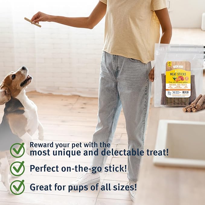 Mon Ami Beef Meat Sticks with Farm Fresh Vegetables (11 Oz) Human Grade Dog Treats with Superfoods Training & Healthy Treats for Small, Medium, Large Dogs
