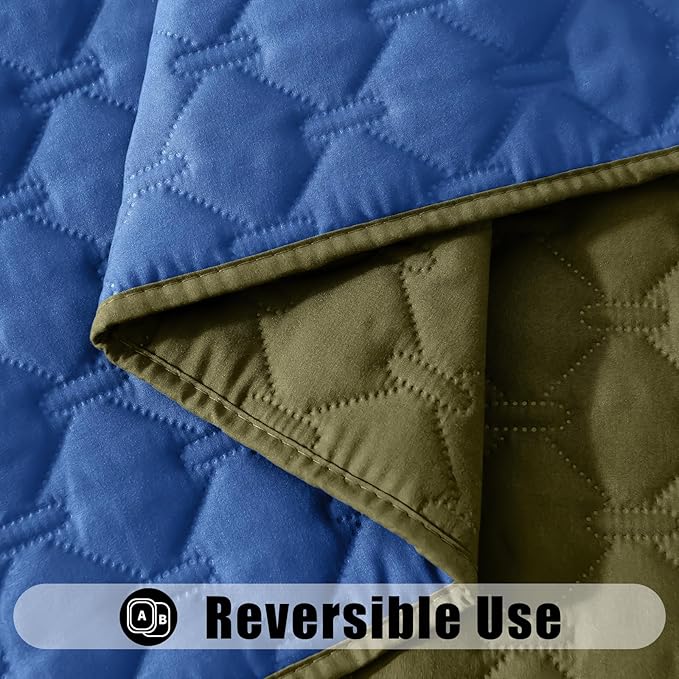 Smiry Waterproof Dog Bed Cover Blanket, Soft Reversible Pet Blanket, Washable Leakproof Cats Dogs Couch Cover for Sofa, Couch, Furniture (82x82 Inch, Green/Navy)