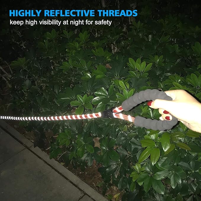 Reflective Dog Collar Padded with Soft Neoprene Breathable Adjustable Nylon Dog Collars for Small Medium Large Dogs (Large (Pack of 1), Red Collar+Leash)