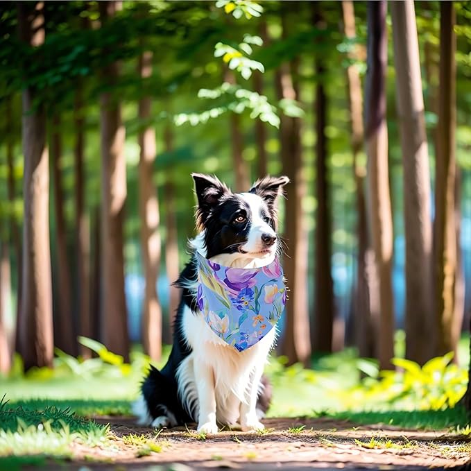 7 Pack Spring Dog Bandanas for Large Dogs Breed 33 Inch XL Summer Flowers Dog Bandana Adjustable Polyester Scarves Grooming L