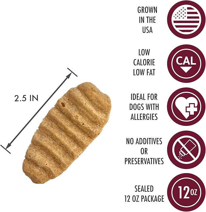 Sweet Potato & Chicken Treats for Dogs 12 oz. (Low Calorie, Low Fat Alternative to Traditional Dog Biscuits, Cookies, and Bones) Healthy Dog Treats Perfect for Training