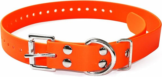 Educator Biothane Dog Collar, Waterproof, Odorproof, Metal Buckle and D Ring, Adjustable for Custom Fit, Cool and Comfortable, for Small, Medium, or Large Dogs, 1-Inch, Orange