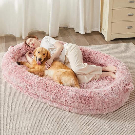 WNPETHOME Human Dog Bed for Adult,71"x 46"Foam Human Sized Dog Beds for People,Fluffy Gaint Dogs Bed for People with Washable Cover & Non-Slip Bottom