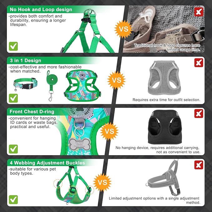 BEAUTYZOO Step in Dog Harness Collar and Leash Set for Small Medium Large Dogs, No Pull No Choke Puppy Harness, Soft Mesh Reflective Pet Padded Vest Adjustable for Doggie Girl or Boy,Chihuahua, Yorkie