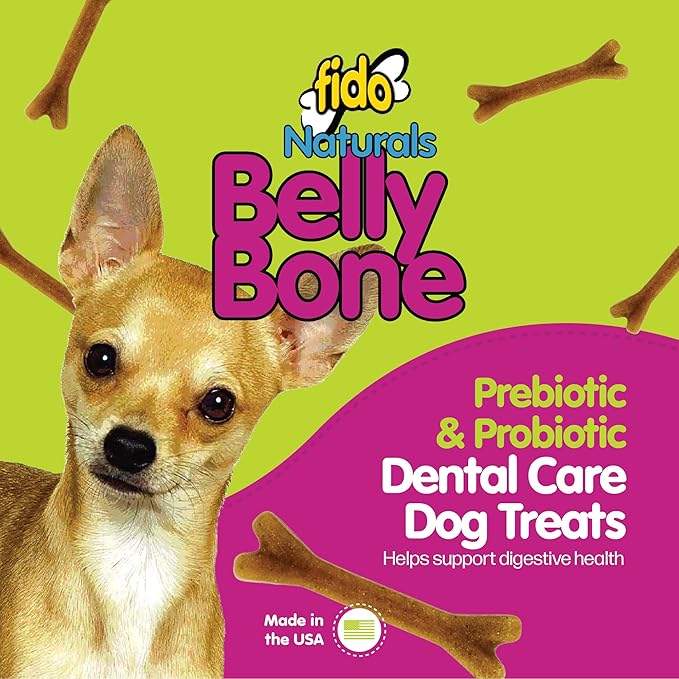 Naturals Belly Bones for Dogs, 21 Yogurt Flavor Mini Dog Dental Treats (Made in USA) - 21 Count Dog Treats for Small Dogs - Plaque and Tartar Control for Fresh Breath, Digestive Health Support