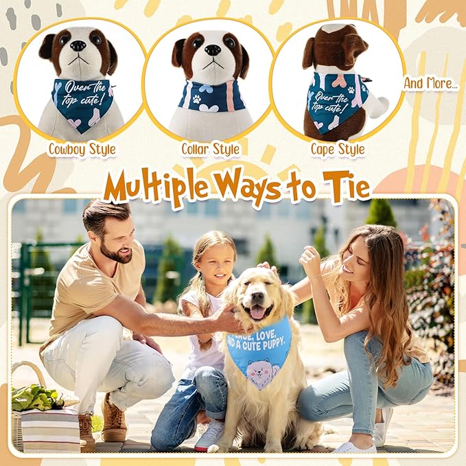 Sweetude 100 Pcs Plaid Dog Bandanas Bulk Paw Print Dog Scarf Bibs Puppy Pet Bandanas with Captions Adjustable Cat Outfit Washable Triangle Scarf Kerchief for Small to Medium(Vivid)