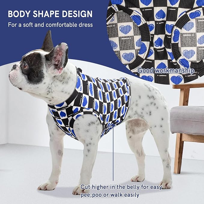 Dog Shirts Quick Dry Summer Cooling Love Heart Printing Dogs T-Shirt,Red+Blue XS