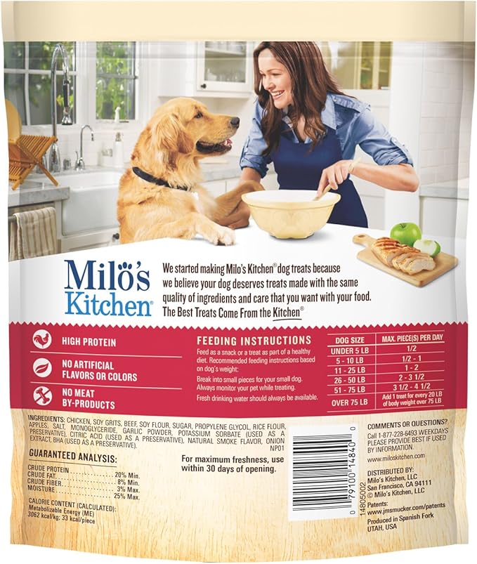 Milo's Kitchen Homestyle Dog Treats, Chicken & Apple Sausage Slices, 10 Ounce (Pack of 5), High Protein, No Artifical Flavors