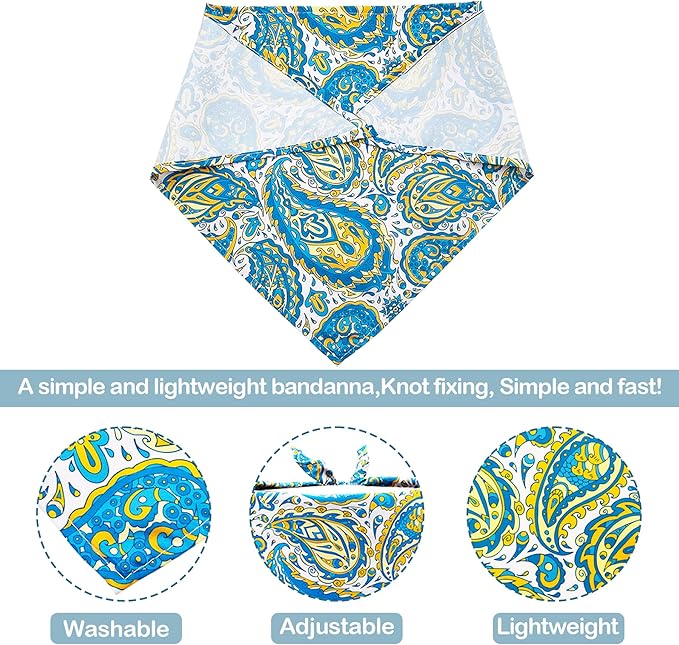 30 Pack Dog Bandanas for Small Dogs Cats Breed 18 Inch Paisley Polyester Print One Side Dog Bandana Bulk Reversible Triangle Bandana Party Grooming S