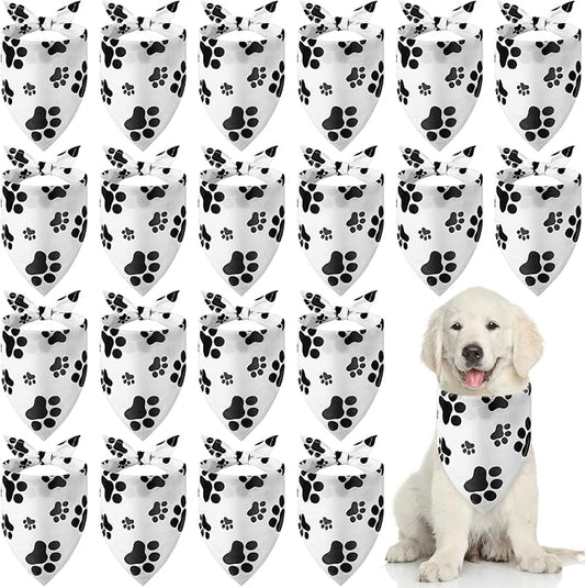 Sanwuta 20 Pack Paw Print Dog Bandanas Bulk for Dogs Triangle Scarf Bibs Kerchief Pet Bandanas Set for Small Medium Large Puppy Cats Pet Costume Accessories Decoration