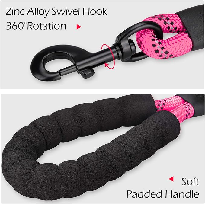 PoyPet Dog Harness and Leash Combo, Escape Proof No Pull Vest Harness, with 5 Feet Leash, Reflective Adjustable Soft Padded Pet Harness with Handle for Small to Large Dogs(Pink,M)