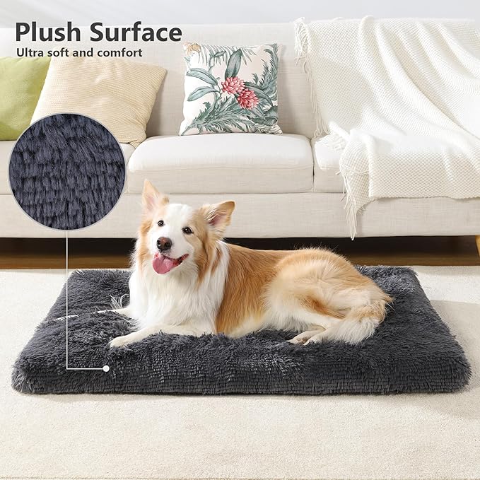 Vonabem Large Dog Bed XL, Washable Dog Crate Pad 42 Inch, Extra Large Pet Bed, Plush Soft Dog Mats for Sleeping Anti Anxiety, Anti Slip Kennel Pad 41 * 27 inch