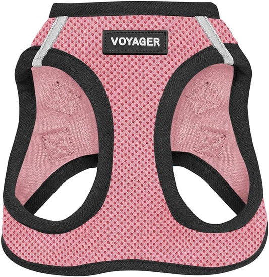 Voyager Step-In Air Dog Harness by Best Pet Supplies - All Weather Mesh Step in Vest Harness for Small and Medium Dogs, Pink/Black Trim, size XS - Chest: 13 - 14.5"