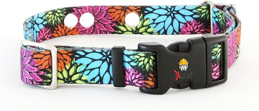 Extreme Dog Fence Replacement Containment and Training Collar Strap for Most Dog Fence Brands (Medium: 13" - 18" x 3/4", Flower Days)