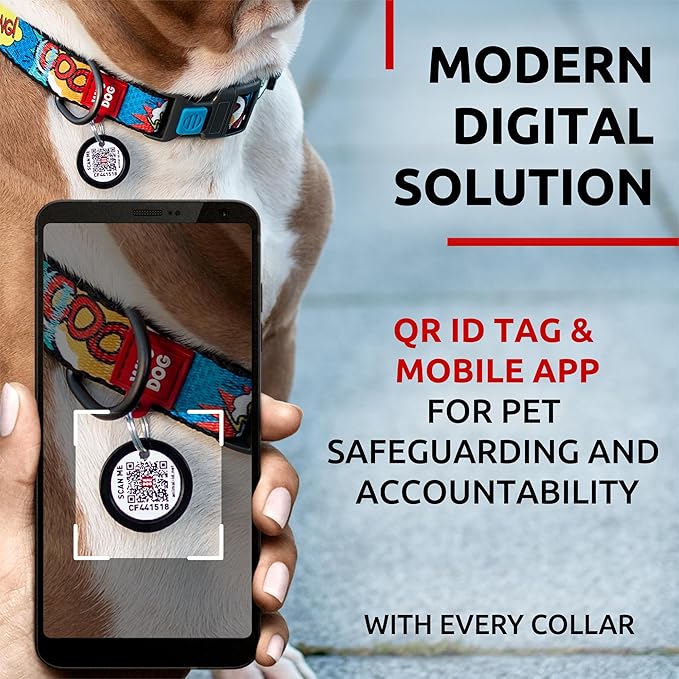WAUDOG Nylon Dog Collar - Adjustable Dog Collar for Large Dogs, Small & Medium Dogs - Breakaway Puppy Collars for Large Breed Dogs - Boy & Girl Dog Collars with Durable Plastic Buckle and QR Dog Tag