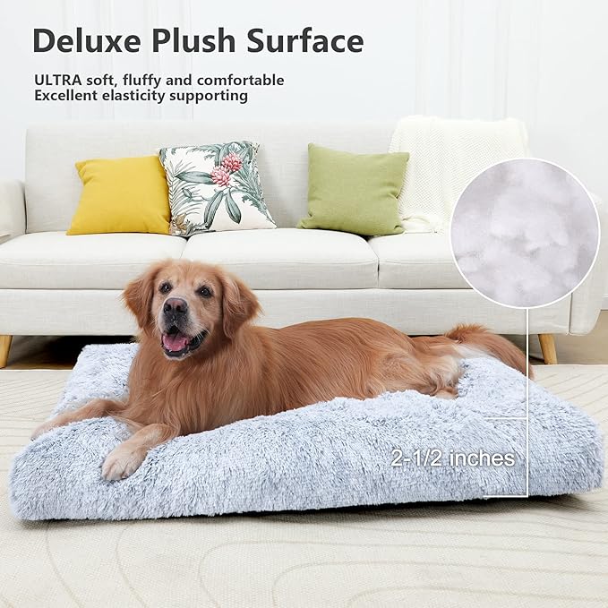 Vonabem XXL Dog Bed Washable, Waterproof Large Pet Bed with Removable Cover, 48 inch Dog Crate Bed for Jumbo XXLarge Dogs, Soft Plush Thick Dog Beds for Sleeping