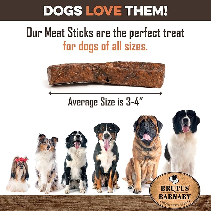BRUTUS & BARNABY Beef Meat Sticks for Dogs - Thick & Hearty Beef Liver & Lung Dog Treat Made in USA - Protein Packed, Crunchy, Healthy Dog Treats - Grain Free, Rawhide Free, No Additives