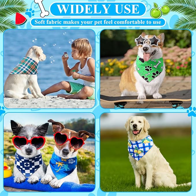 72 Pcs Boy Dog Bandanas Bulk Summer Triangle Scarf Colorful Cat Bibs Puppy Scarf Paw Pet Bandanas for Puppy Cat Birthday Party Costume