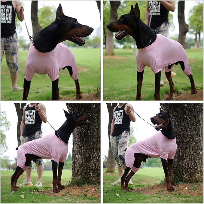 LoveLongLong Dog Jumpsuit with UV Protection and Quick-Dry Fabric for Spring Summer Pet Pajamas Pink 3XL