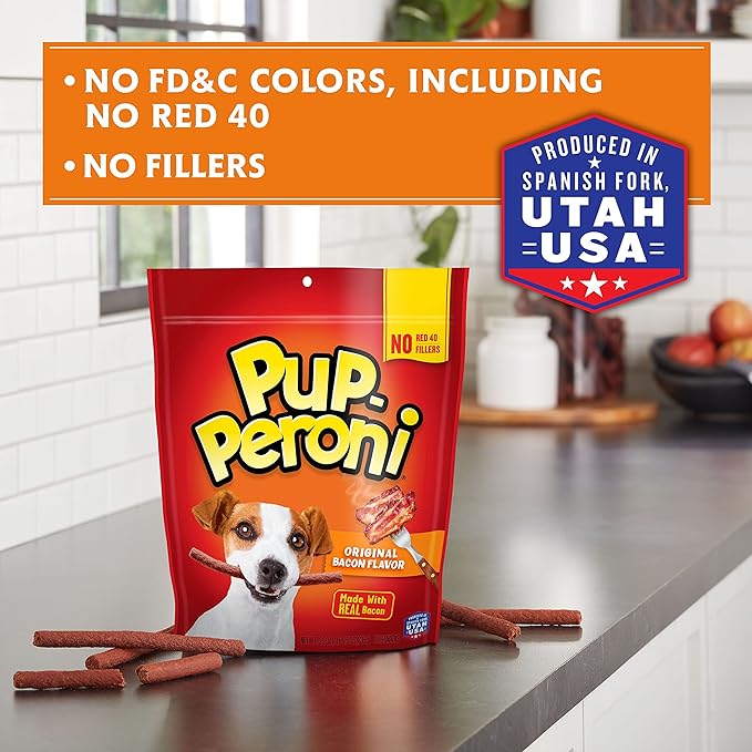 Pup-Peroni Dog Treats, Original Bacon Flavor, 22.5 Ounce, Made with Real Bacon (Pack of 2)