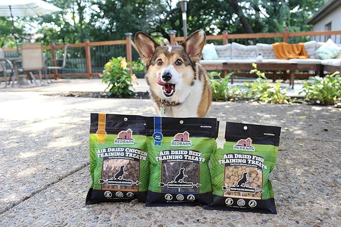Redbarn Pet Products All-Natural Air Dried Chicken Training Treats for Puppies & Dogs – Grain-Free Single Protein Rewards Made in USA for Small, Medium, & Large Breeds - 8 oz Bag 12 Pack