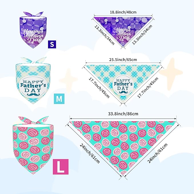 30 Pack Fathers Day Dog Bandanas Bulk for Large Dogs Breed 33 Inch Love Dad Extra Large Dog Bandanas XL Best Dad Dogs Bandana Grooming L