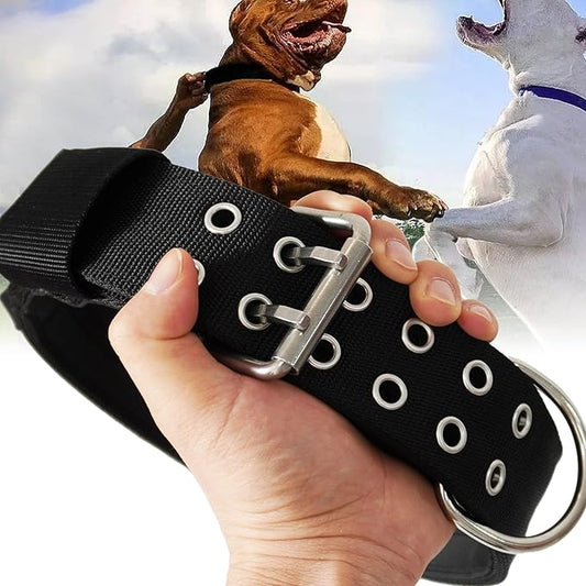 Large Dog Collar - Black Heavy Duty Collars for Gaint Breed Dogs, 2 inch Wide with Handle Strong Nylon and Stainless Hardware Tactical Collar, Good Choice for Large Dogs 17"-22"