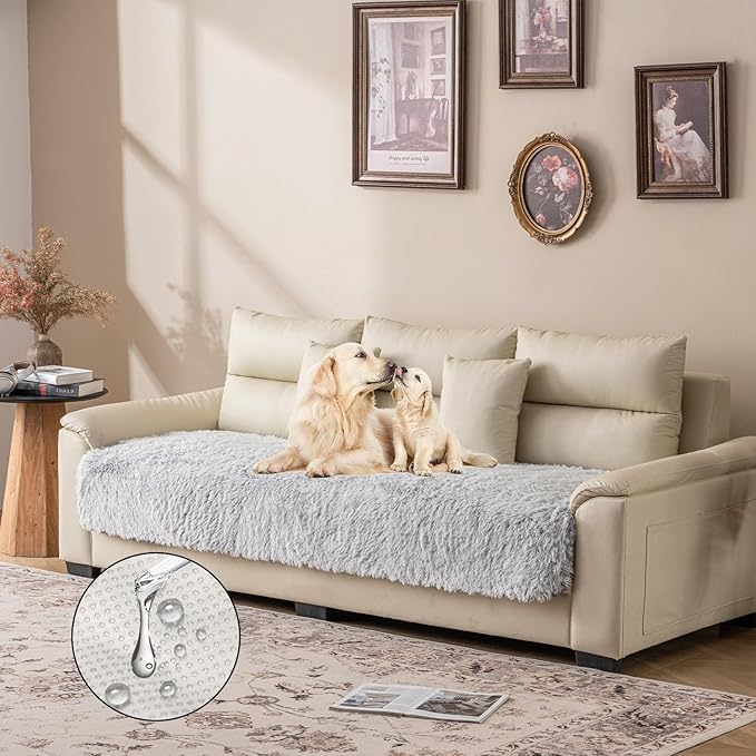 Waterproof Dog Bed Cover, Soft Plush Pet Blanket with Anti-Slip Back for Bed Couch Sofa, Furniture Protector for Small, Medium and Large Dogs and Cats (Magic Gray, 30"x70")