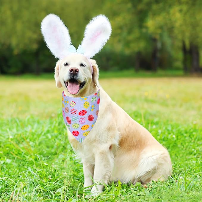 ADOGGYGO Easter Dog Bandana, Multiple Sizes Offered, Reversible Triangle Easter Bandana Scarf for Large X-Large Dogs Pets (X-Large)