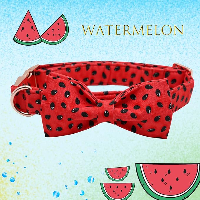 Lionheart glory Dog Collar, Watermelon Dog Collar with Bow, Summer Dog Bowtie Collar Cute Pet Collar Gift for Large Dog