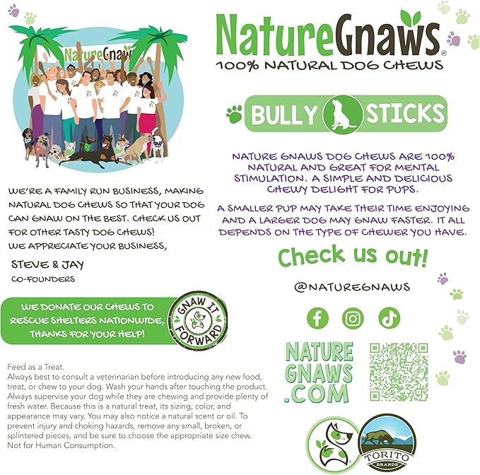 Nature Gnaws Super Skinny Bully Sticks for Small Dogs 5-6" (40 Count) - Long Lasting for Light Chewers and Puppies - Extra Thin Natural Beef Dog Chew Treats