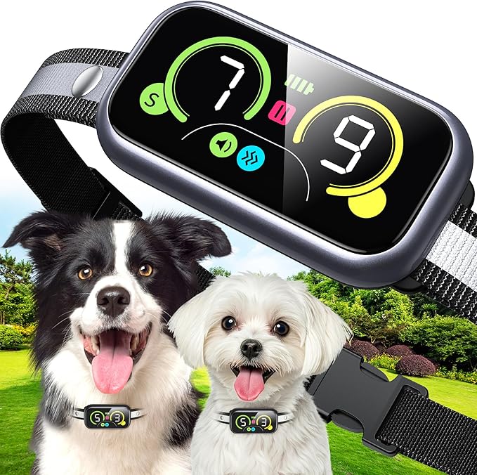 Dog Bark Collar for Large Medium Small Dogs, Smart Barking Collar, Effective No Bark Collar with Adjustable Beep Vibration Correction Modes, Automatic Anti Barking Device, IP67 Waterproof, Black