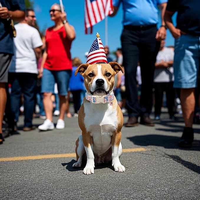 ARING PET 4th of July Dog Collar-Cute Patriotic Dog Collars, Adjustable American Flag Pet Collars Puppy Collar with Quick Release Buckle