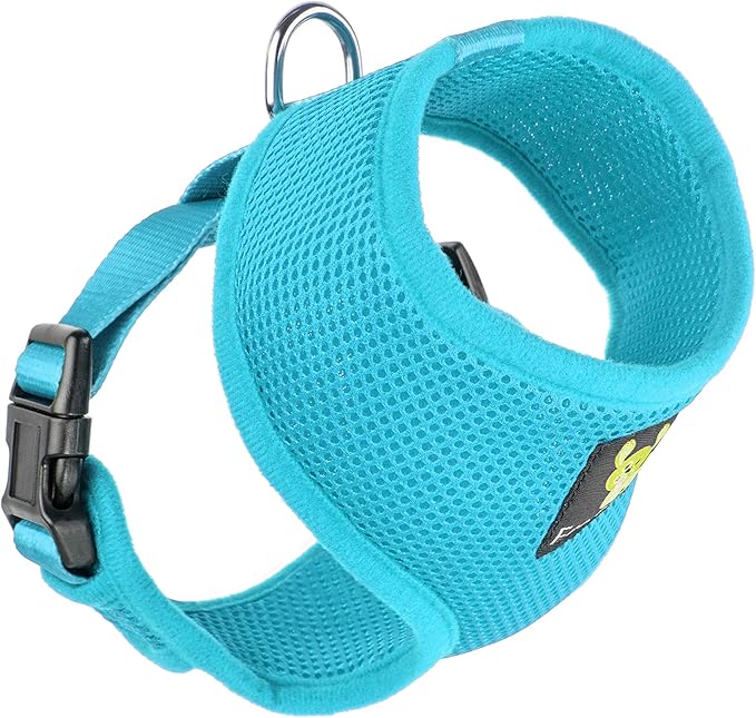 EcoBark Dog Harness - Eco-Friendly Max Comfort Harnesses - Luxurious Soft Mesh Halter - Over The Head Harness Vest- No Pull and No Choke for Puppy, Toy Breeds & Small Dogs (Small, Baby Blue)