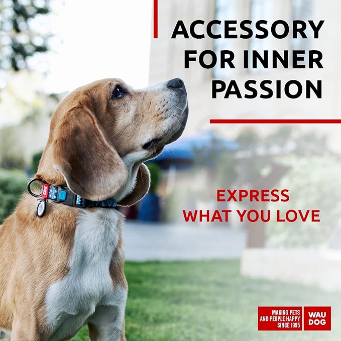 WAUDOG Nylon Dog Collar - Adjustable Dog Collar for Large Dogs, Small & Medium Dogs - Breakaway Puppy Collars for Large Breed Dogs - Boy & Girl Dog Collars with Durable Plastic Buckle and QR Dog Tag