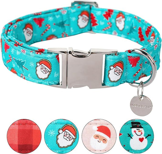 Christmas Dog Collar, Christmas Collar for Puppy Girl Boy Dog or Cat, Holiday Dog Collar with Durable Metal Buckle, Cute Pet Collar, L