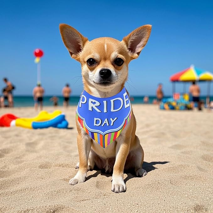 100PCS Pride Day Dog Bandanas Bulk Rainbow Adjustable Triangle Bibs Scarves Kerchief for Small Medium Boys Girls Grooming Celebration Accessories