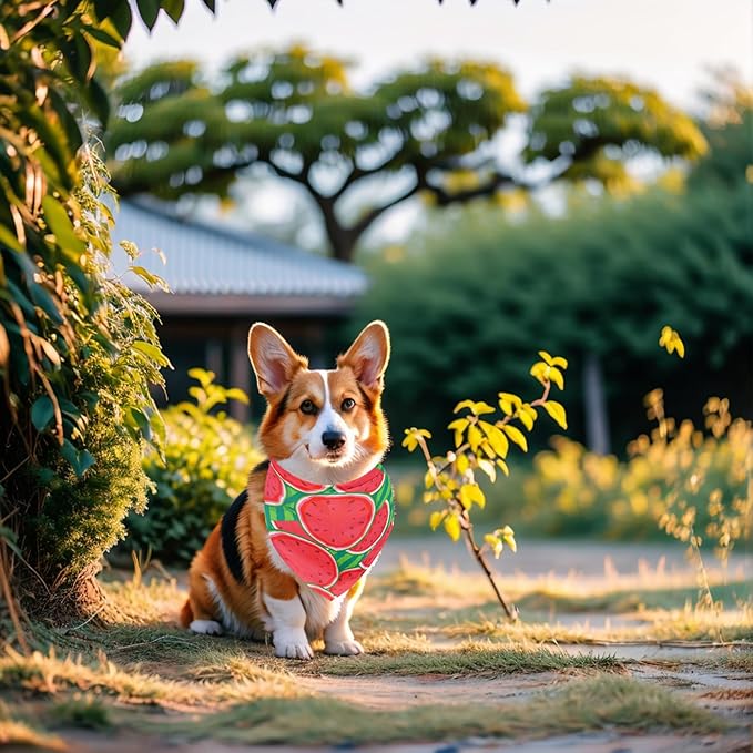 10PCS Dog Bandanas Summer Fruit for Medium Breed Dog Pink Purple Yellow Blue Kerchief Triangle Bibs Head Scarves for Boys and Girls Grooming Costume